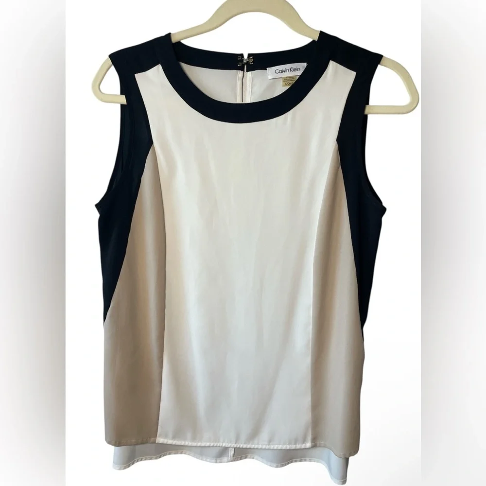 Calvin Klein Colorblock Sleeveless Blouse - Picture 2 of 5